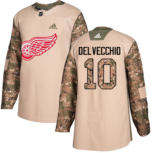 Adidas Red Wings #10 Alex Delvecchio Camo Authentic Veterans Day Stitched NHL Jersey